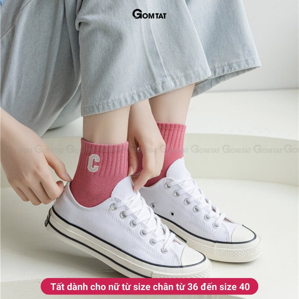 Combo 5 đôi tất nữ cổ ngắn GOMTAT chữ C, chất liệu cotton hút ẩm thoáng khí khử mùi -NGANCHUC-UYE-7004-CB5