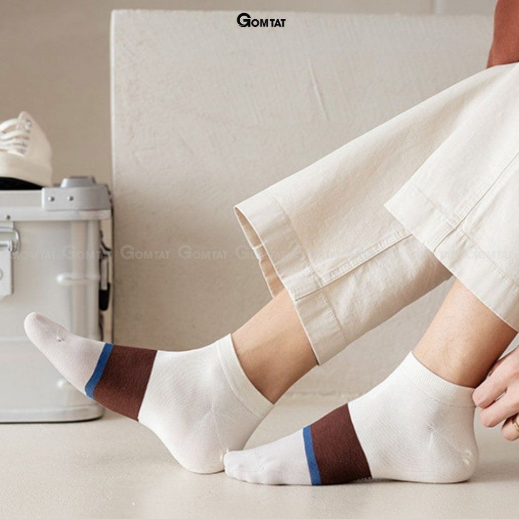 Set 3 đôi tất nam cổ thấp GOMTAT, chất liệu cotton cao cấp, hút ẩm, khử mùi thoáng khí  -CHEMMY-PO-3032-CB3
