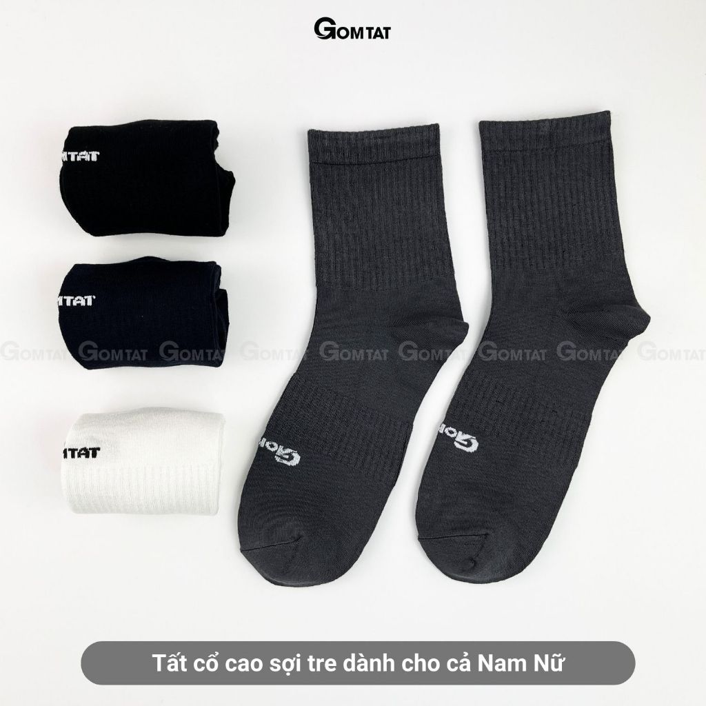 Hộp 4 đôi tất cổ lửng sợi tre nam GOMTAT cao cấp, vớ nam co giãn êm chân - GOMTAT-TRECAO-CB4