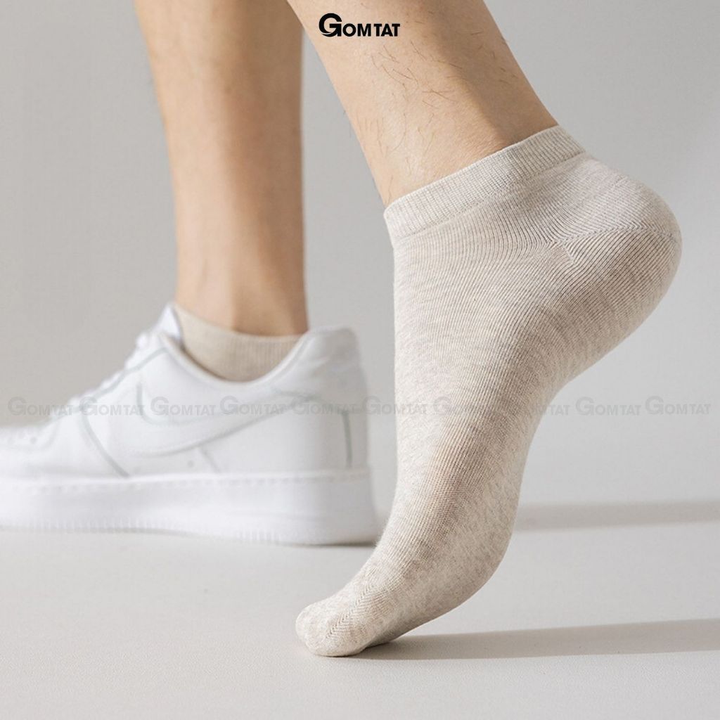 Set 10 đôi tất vớ nam nữ cổ ngắn nhiều màu GOMTAT, chất liệu cotton mềm mại thoáng mát - CB023-10DOI
