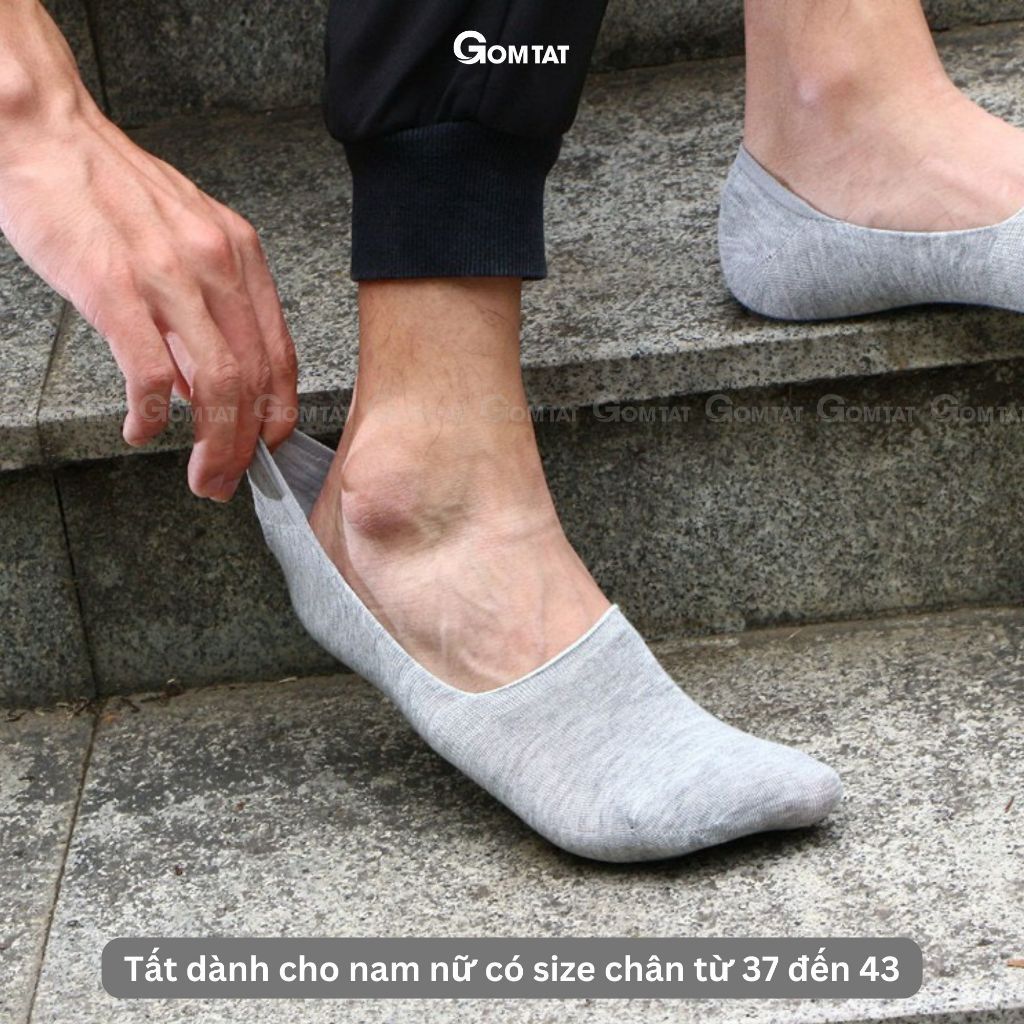 Set 5 đôi tất lười trơn nam nữ GOMTAT, vớ lười nam nữ có đệm cao su chống tuột gót - TAT-LUOI-02-CB5