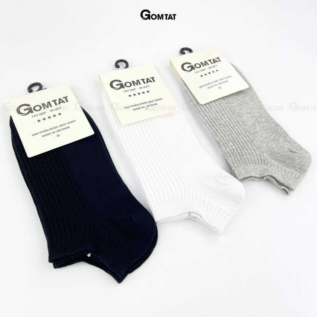 Combo 5 đôi tất cổ ngắn nam GOMTAT gân chìm, chất liệu cotton hút ẩm thoáng khí khử mùi -FIVE-TAY10-NGAN-CB5