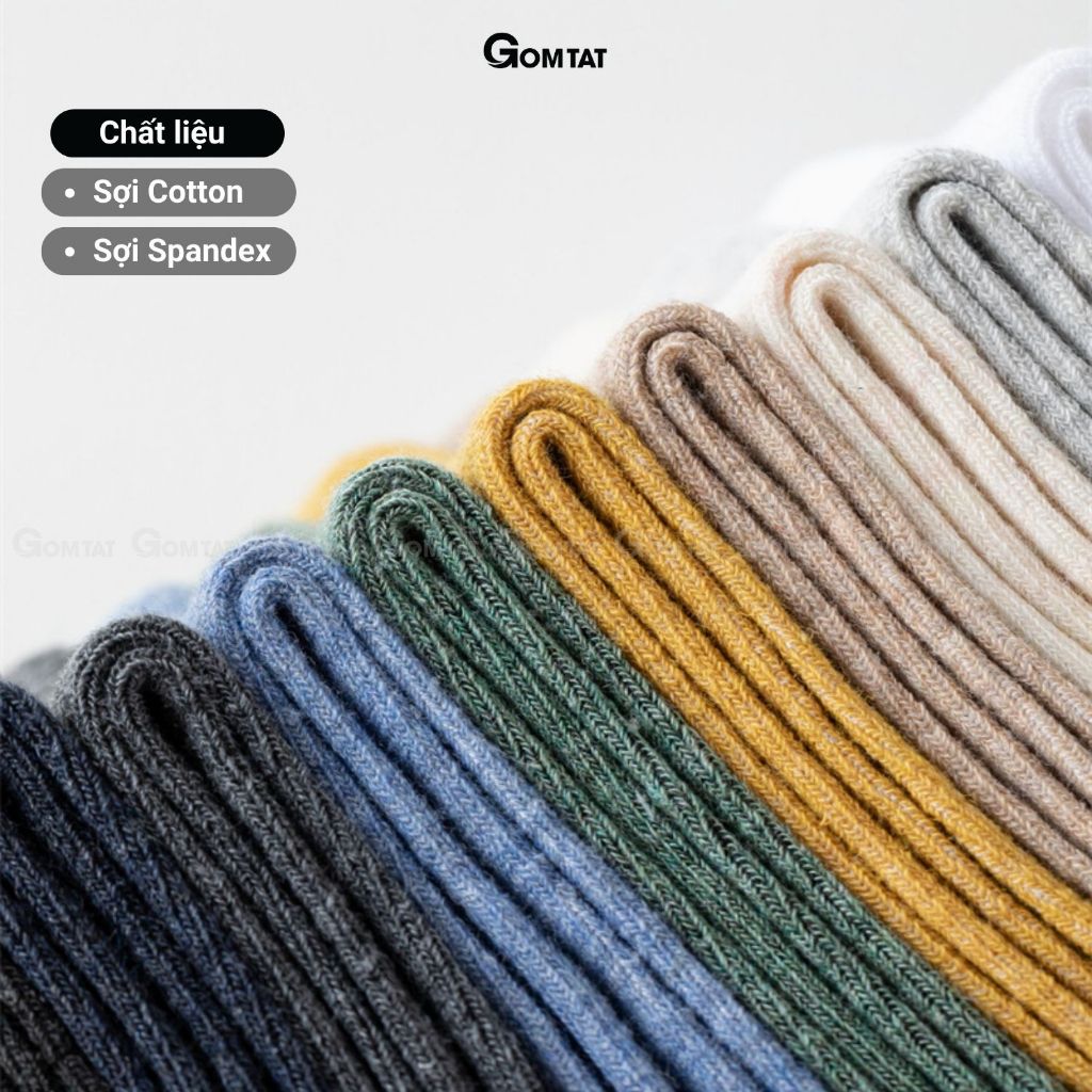Set 10 đôi tất vớ cổ cao nam nữ trơn màu GOMTAT mềm mại,  hút ẩm thoáng khí -TCC-KOL-1303-CB10