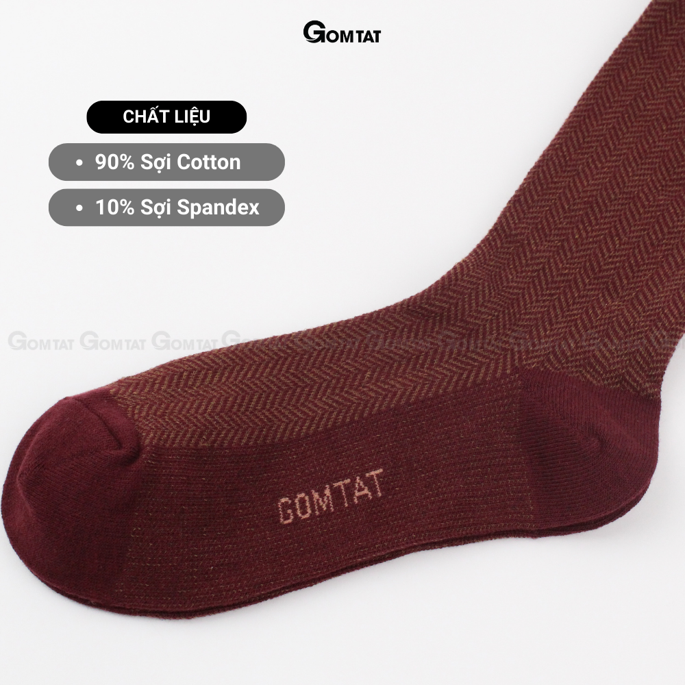 Hộp 4 đôi tất nam công sở GOMTAT mẫu sọc xương cá, chất liệu cotton cao cấp thoáng khí êm chân  -GOM-MIX14-CB4