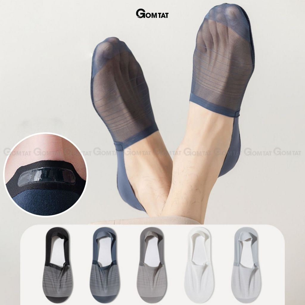 Set 5 đôi tất vớ tàng hình nam chống tuột gót GOMTAT, tất lười nam có mặt lưới thoáng khí - VLN-INVISIBLE-CB5