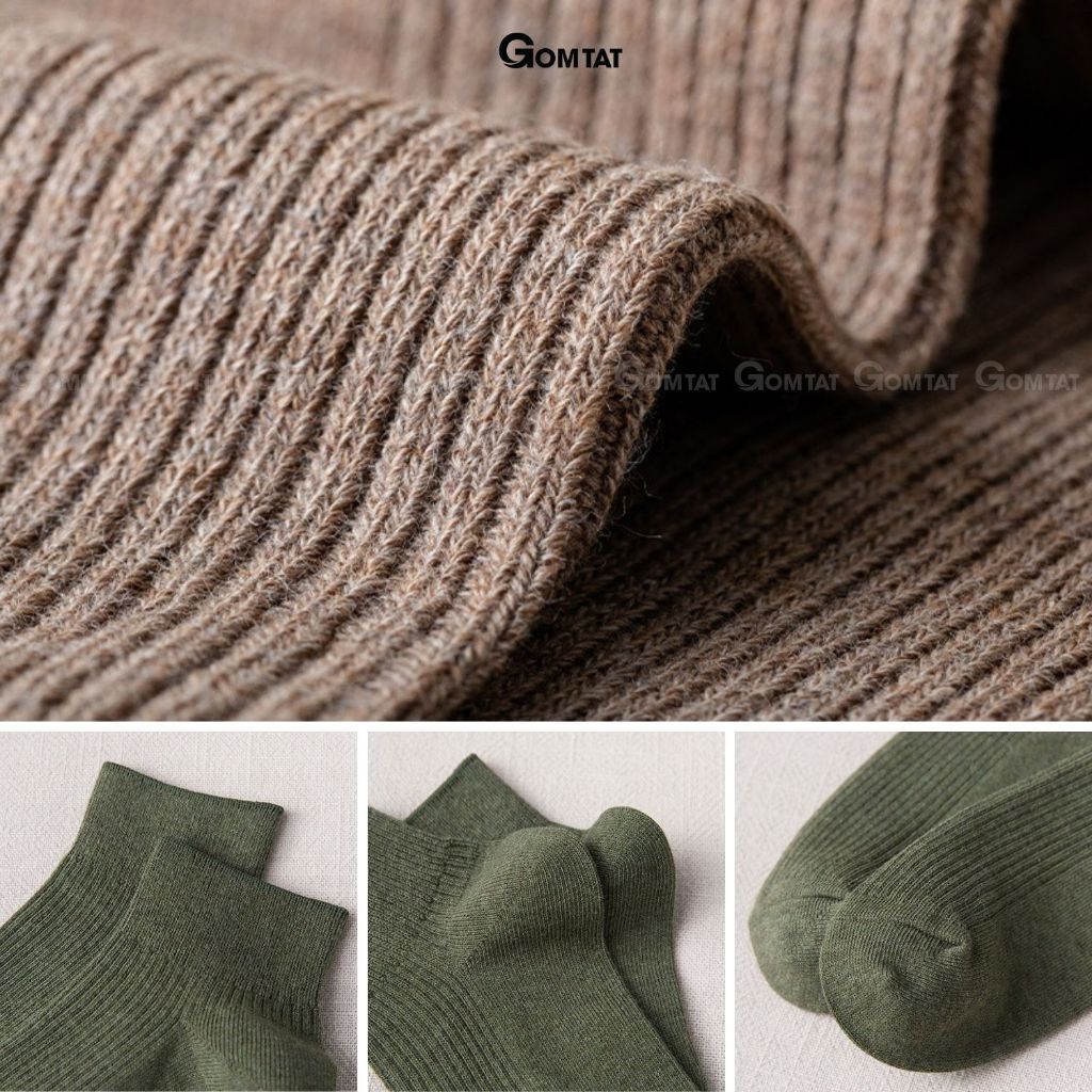 Combo 10 đôi tất cổ ngắn nam GOMTAT trơn, chất liệu cotton cao cấp hút ẩm thoáng khí khử mùi -NGANTRON-FIVE-2003-CB10