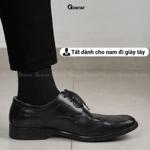  Combo 4 đôi tất vớ nam cổ cao công sở đi giày tây GOMTAT, chất liệu cao cấp họa tiết gân chìm màu đen-FIVE-TAY10-DEN-CB4 