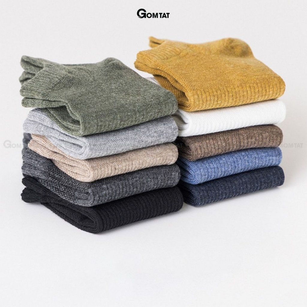 Set 10 đôi tất nam cổ ngắn GOMTAT nhiều màu, chất liệu cotton mềm mại thoáng mát, thấm hút mồ hôi - GOT-KOL-1301-CB10