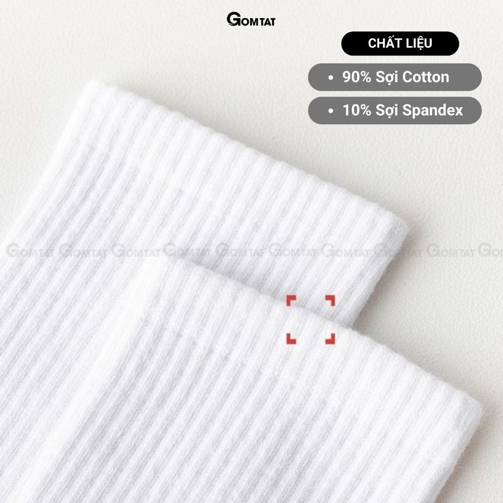 Combo 5 đôi tất cổ trung nam nữ GOMTAT chất liệu cotton cao cấp, thiết kế mặt lưới thoáng khí - GOM-KLB-TRONLUNG-CB5