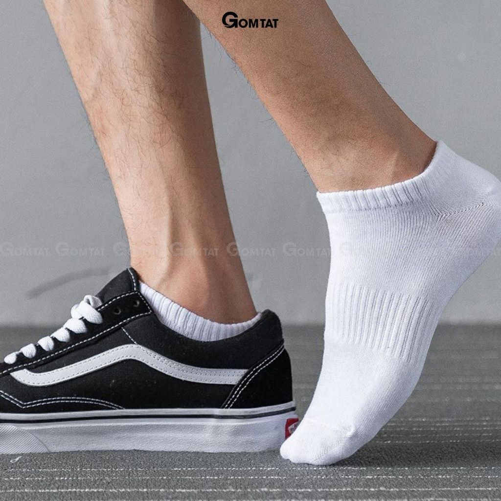 Combo 5 đôi vớ cổ thấp nam nữ trơn GOMTAT, chất liệu cotton nhẹ mềm hút ẩm thử mùi thoáng khí  - GOM-KLB-TRONNGAN-CB5