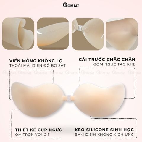 Áo bra dán nâng ngực tạo khe thiết kế trái xoài, miếng dán nâng ngực siêu bám dính, chống thấm nước GOMTAT - SA-0022 