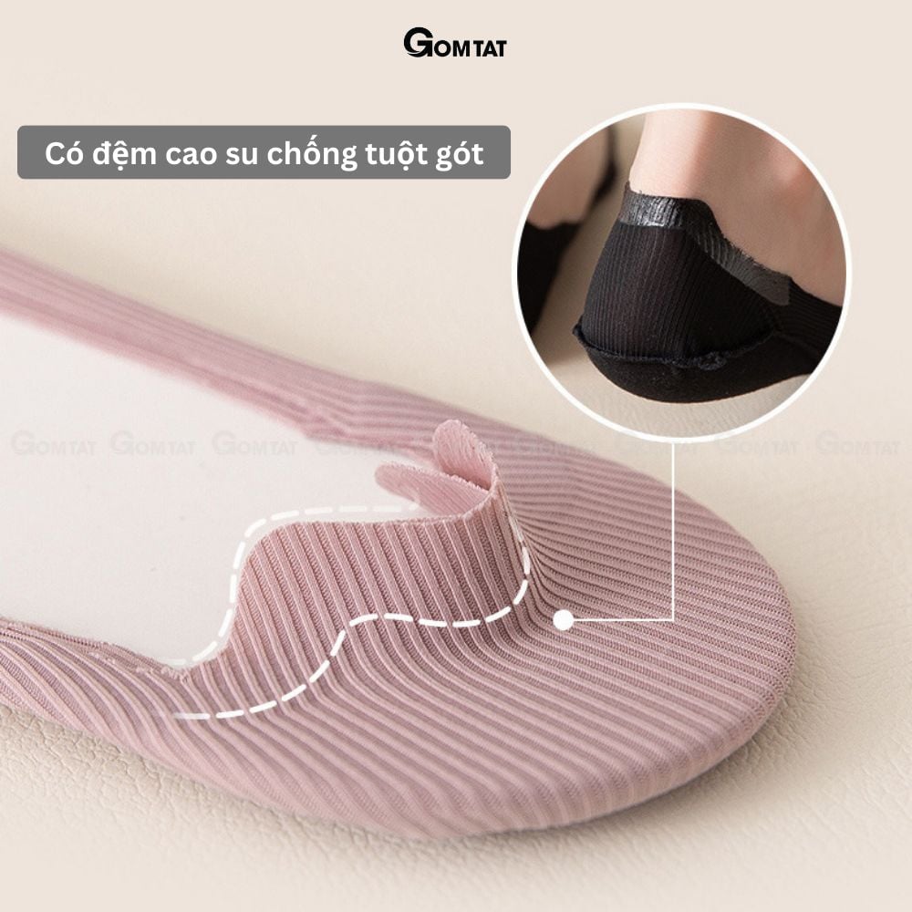 Combo 10 đôi tất nữ lười GOMTAT, có đệm silicon chống tuột gót, chất liệu cotton mềm mại - BUB-KOL-1302-CB10