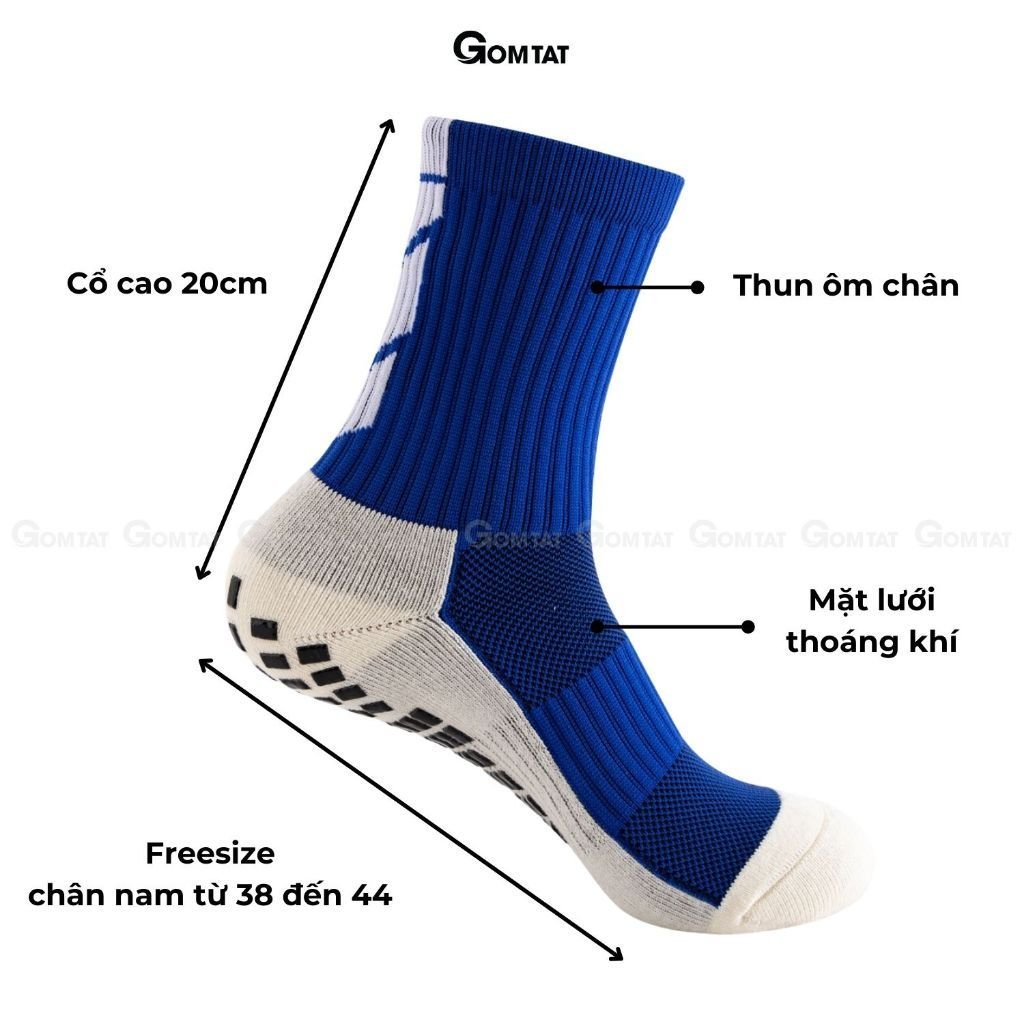 Set 5 đôi tất thể thao nam đá bóng GOMTAT, chất liệu cotton, silicon chống trượt - DABONG-506-CB5
