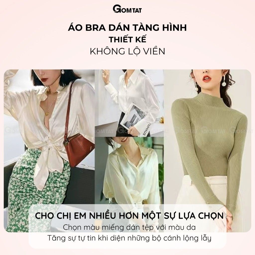 Áo bra dán nâng ngực tạo khe thiết kế trái xoài, miếng dán nâng ngực siêu bám dính, chống thấm nước GOMTAT - SA-0022