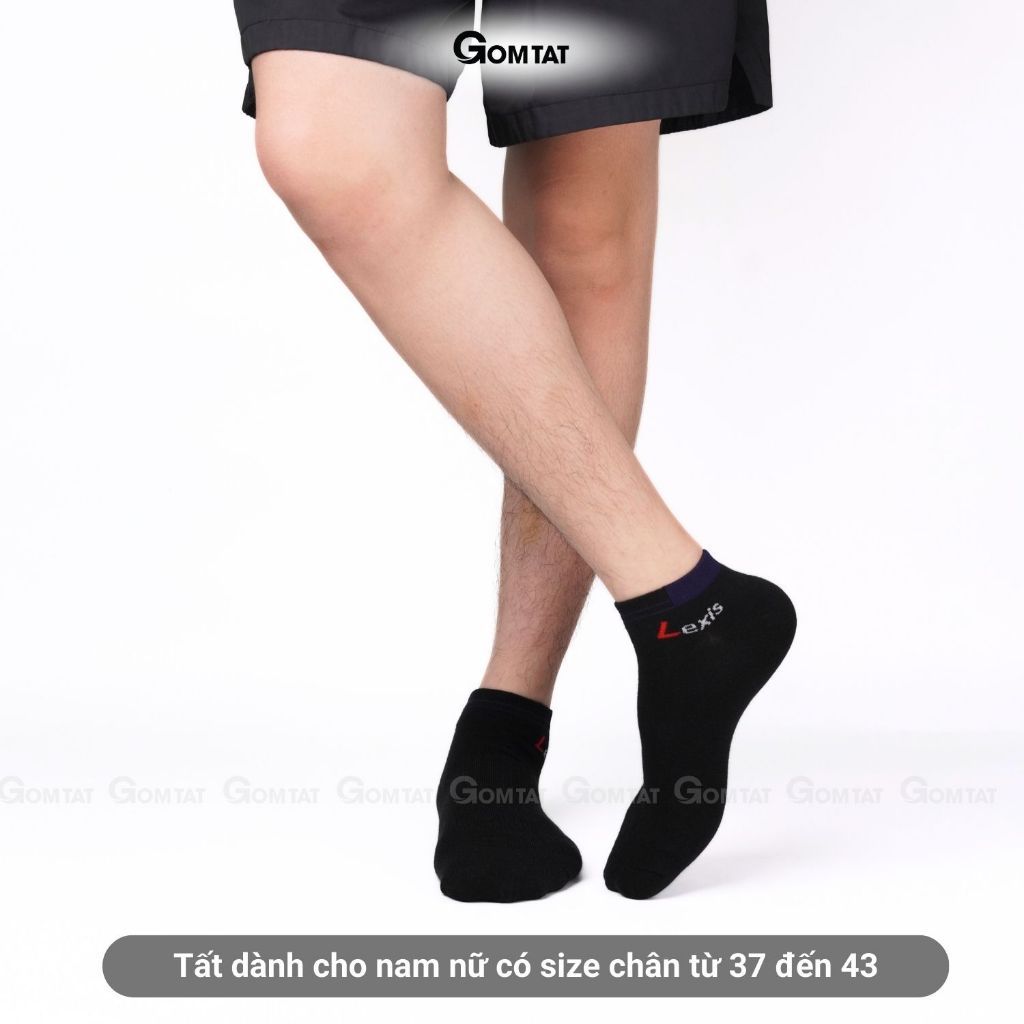 Combo 5 đôi vớ thể thao cổ ngắn nam nữ GOMTAT, tất trơn cổ ngắn vải cotton thoáng mát, không xù lông - LD-S01-LEXIS-CB5