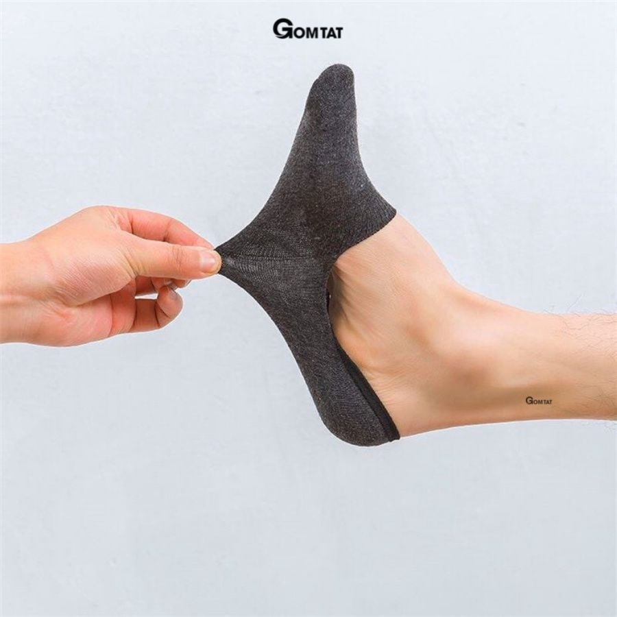 Combo 10 đôi tất vớ nam mang giày lười GOMTAT, vải cotton thoáng mát, có đệm cao su chống trượt gót - TAT-LUOI-02-CB10