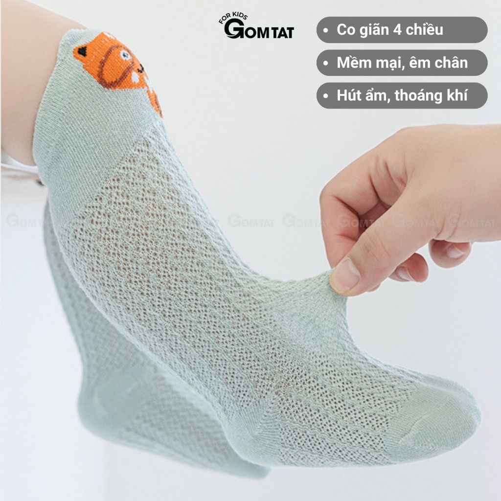 Combo 6 đôi tất trẻ em lưới thoáng khí chống muỗi GOMTAT vớ trẻ em mềm mịn, mát mẻ - YIQ-W007-CB6
