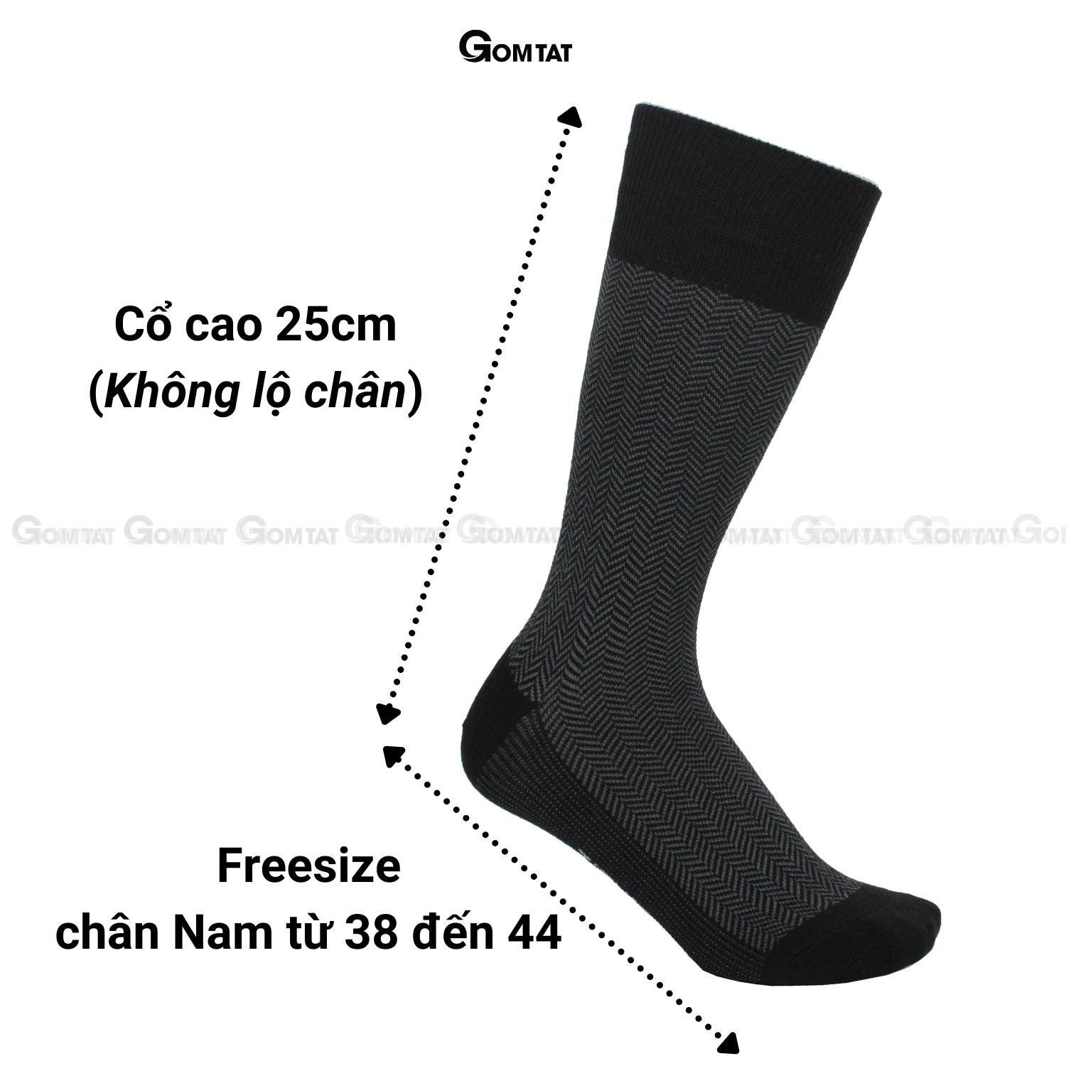 Tất đi giày tây nam cổ cao GOMTAT mẫu sọc xương cá, vớ nam công sở chất liệu cotton cao cấp, thoáng mát êm chân, tất nam công sở, vớ cao cổ nam Menswear - GOM-MIX14-1DOI