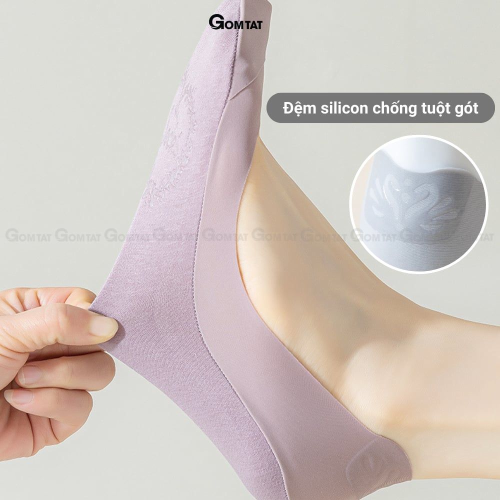 Combo 5 đôi tất lười nữ cao cấp GOMTAT, có đệm silicon chống tuột, chất liệu cotton mềm mại êm chân - SUX-1103-CB5