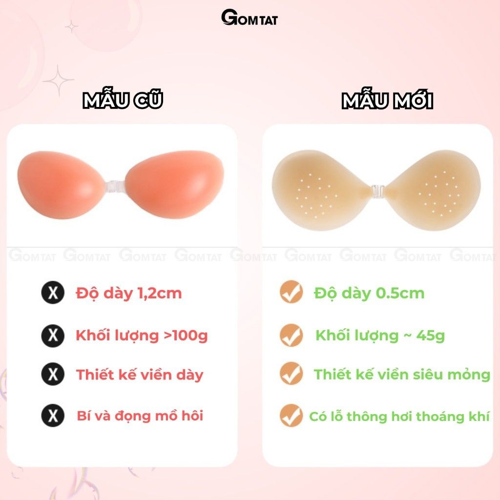 Áo dán ngực cài trước gom ngực tạo khe GOMTAT, miếng dán nâng ngực silicon viền siêu mỏng, chống thấm - SA-4951
