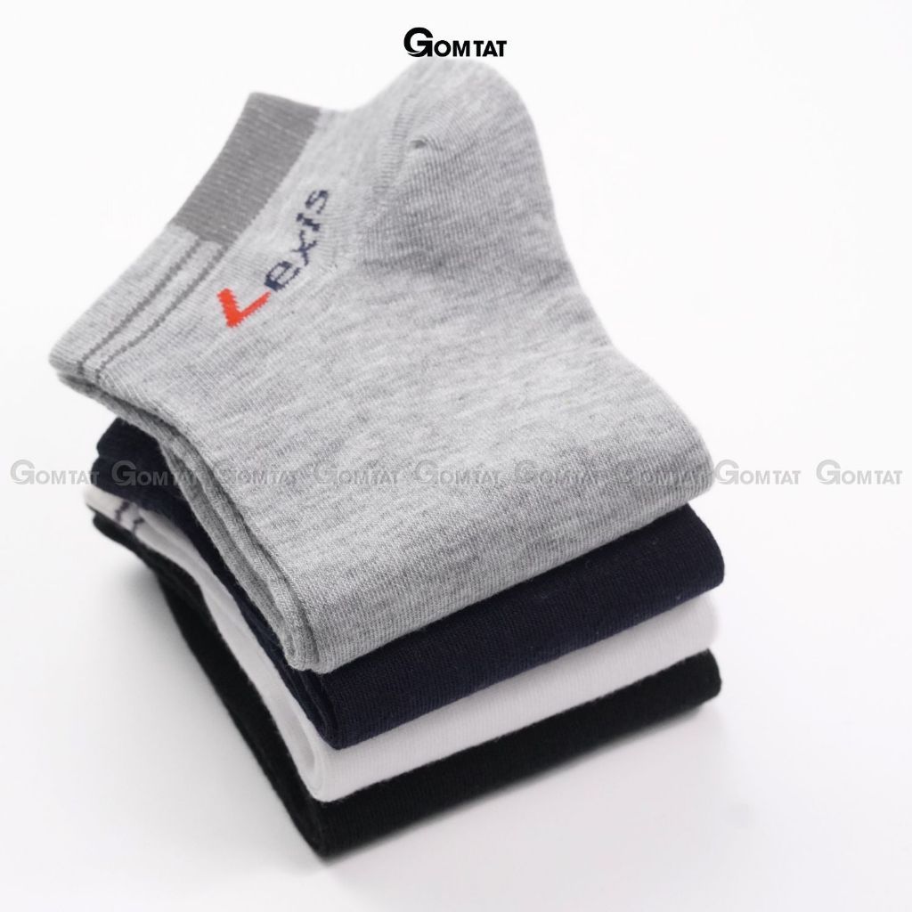 Combo 5 đôi vớ thể thao cổ ngắn nam nữ GOMTAT, tất trơn cổ ngắn vải cotton thoáng mát, không xù lông - LD-S01-LEXIS-CB5