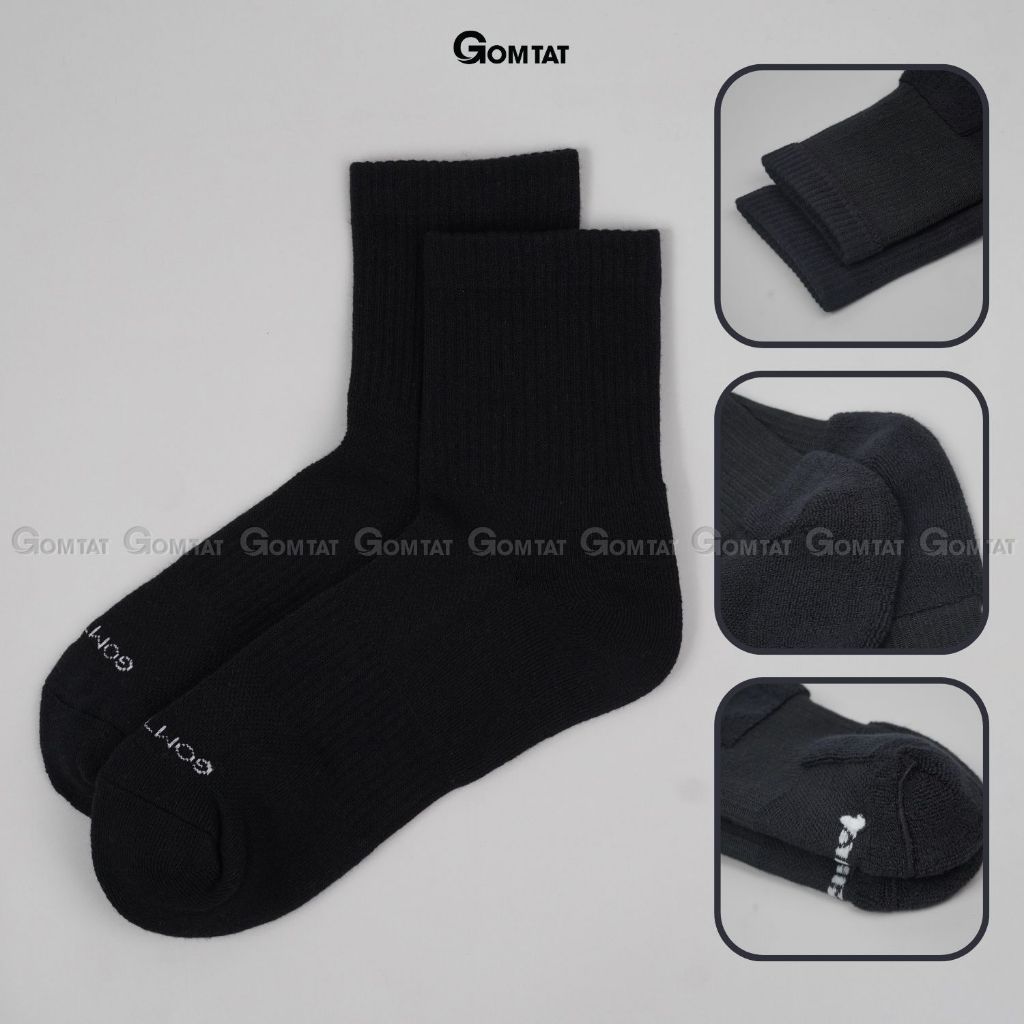 Combo 10 đôi tất nam nữ cổ lửng GOMTAT, chất liệu cotton thoáng khí, có đệm lót xù êm ái - STA-5009-TRUNG-CB10