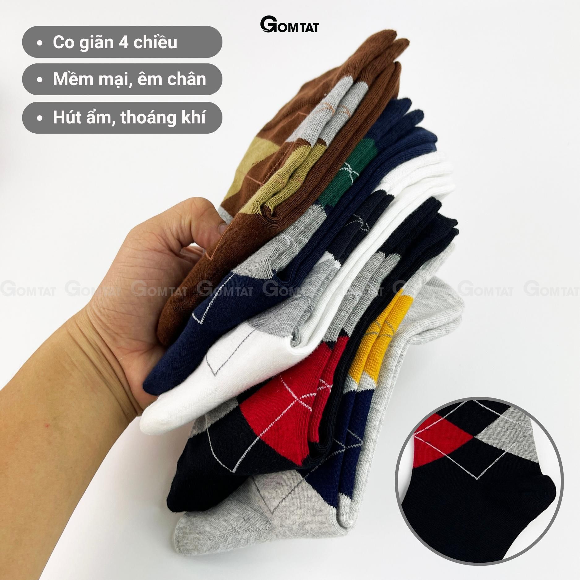 Tất Cổ Cao nam họa tiết quả trám, vớ giày tây nam cao cấp phong cách châu âu, tất giày tây nam, vớ nam công sở QUATRAM-1DOI