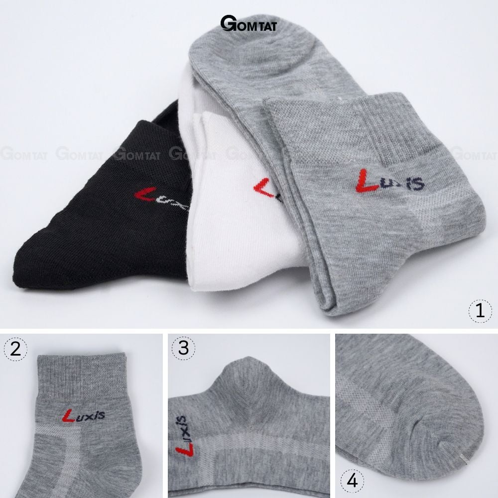 Combo 5 đôi vớ thể thao nam nữ dày dặn GOMTAT, chất liệu cotton kháng khuẩn khử mùi, êm mềm mịn mát - LUXIS-S015-CB5