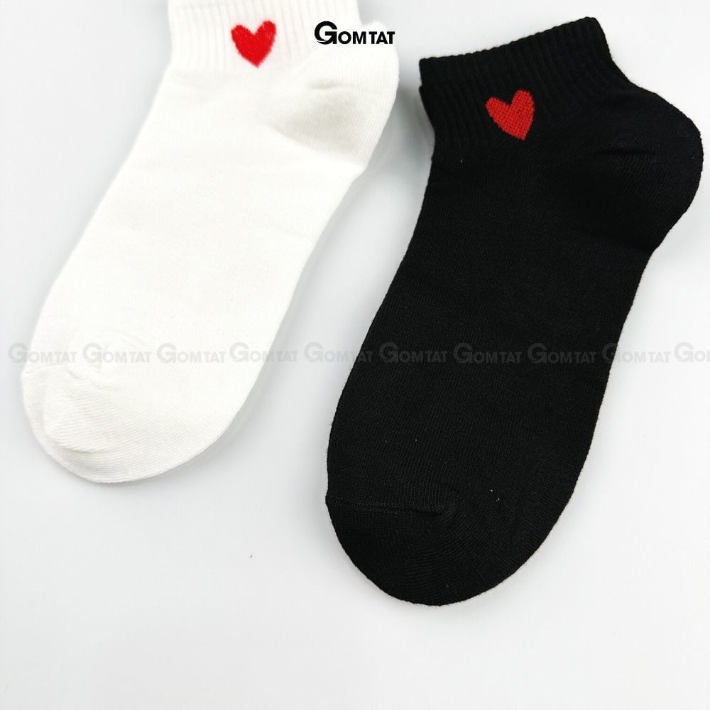 Tất cổ thấp nữ GOMTAT họa tiết trái tim, chất liệu cotton mềm mịn hút ẩm thoáng khí khử mùi êm chân  -TRAITIM-XH-1DOI