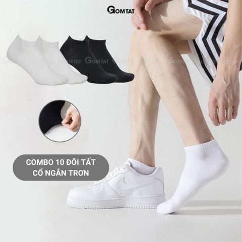  Combo 10 đôi tất cổ thấp nam nữ trơn GOMTAT, chất liệu cotton êm chân, hút ẩm thoáng khí khử mùi - GOM-KLB-TRONNGAN-CB10 