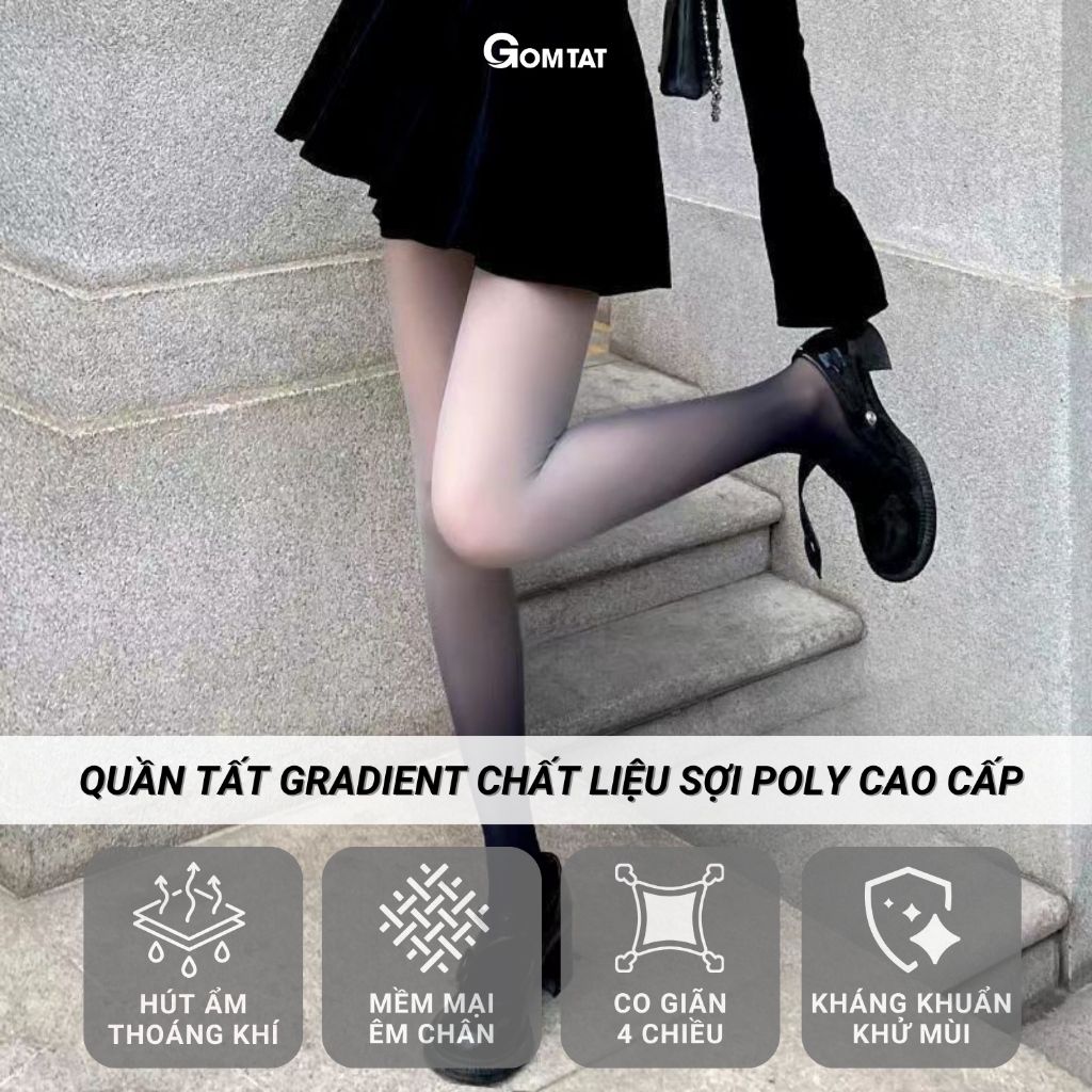 Quần tất che khuyết điểm chân GOMTAT đổi màu cá tính, tất quần nữ poly siêu dai thon chân - CKD-2514