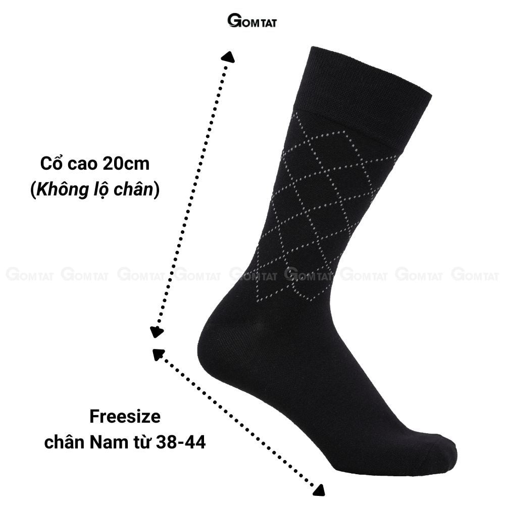 Hộp 5 đôi tất giày tây nam cổ cao GOMTAT hoạ tiết sọc chéo, chất liệu cotton cao cấp thoáng mát  - GOM-TAYCHEO-CB5