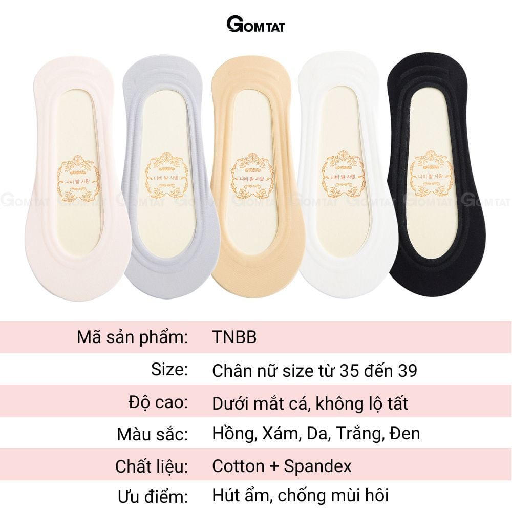 Combo 10 đôi tất lười nữ đi giày búp bê GOMTAT, chất liệu cotton cao cấp mềm mại êm chân - TNBB-CB10