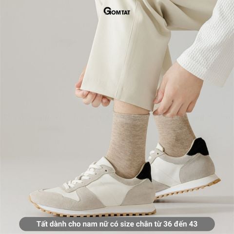  Set 10 đôi tất vớ cổ cao nam nữ trơn màu GOMTAT mềm mại,  hút ẩm thoáng khí -TCC-KOL-1303-CB10 