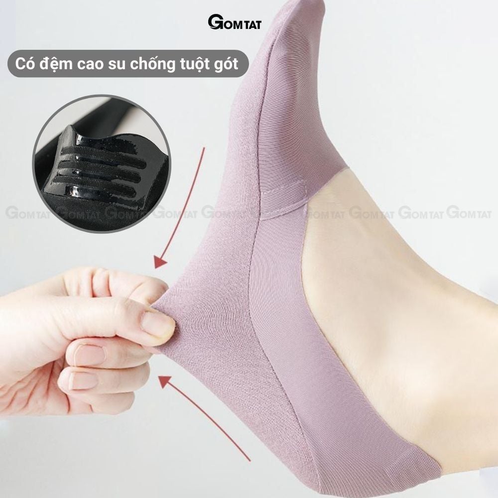 Combo 10 đôi tất lười nữ đi giày búp bê GOMTAT, chất liệu lụa cotton mềm mát, thấm hút thoáng khí - TATLUA-UYE-7002-CB10