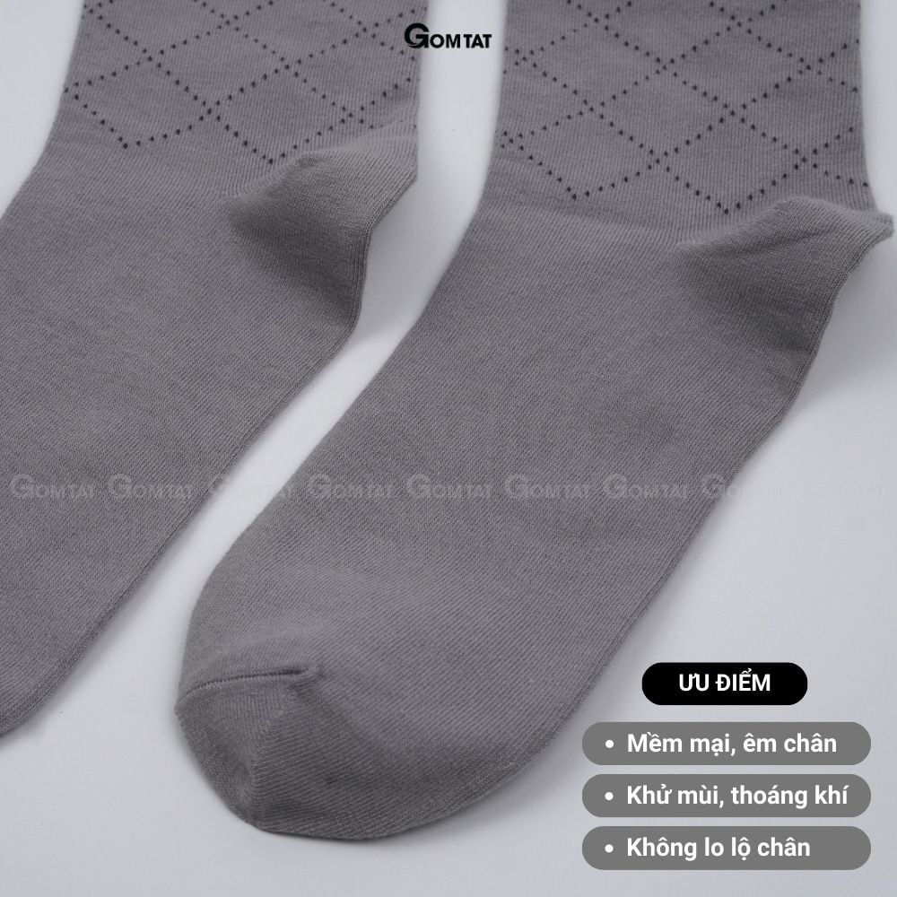 Hộp 5 đôi tất giày tây nam cổ cao GOMTAT hoạ tiết sọc chéo, chất liệu cotton cao cấp thoáng mát  - GOM-TAYCHEO-CB5