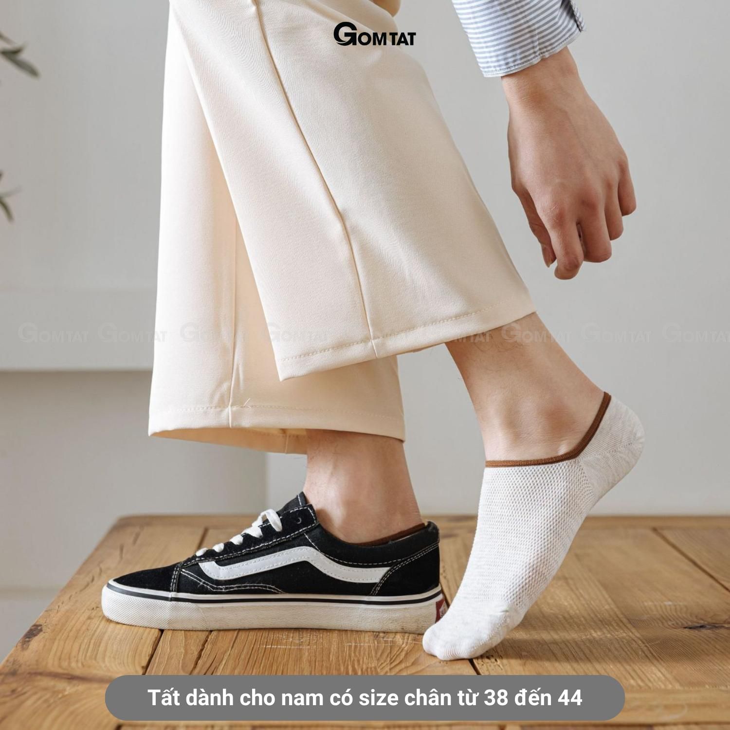 Tất nam đi giày lười cao cấp GOMTAT, vớ lười nam có đệm silicon chống tuột gót, chất liệu cotton thoáng mát Menswear - MIA-1402-1DOI