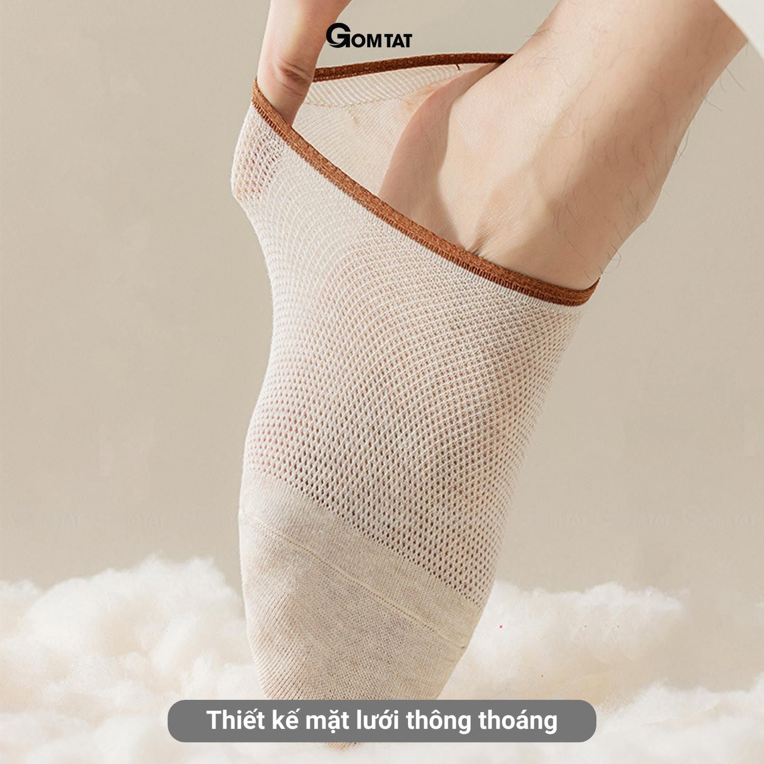Tất nam đi giày lười cao cấp GOMTAT, vớ lười nam có đệm silicon chống tuột gót, chất liệu cotton thoáng mát Menswear - MIA-1402-1DOI