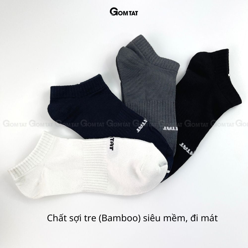 Hộp 4 đôi vớ ngắn nam GOMTAT, chất liệu sợi tre khử mùi tốt, hút ẩm thoáng khí - GOMTAT-TRENGAN-CB4