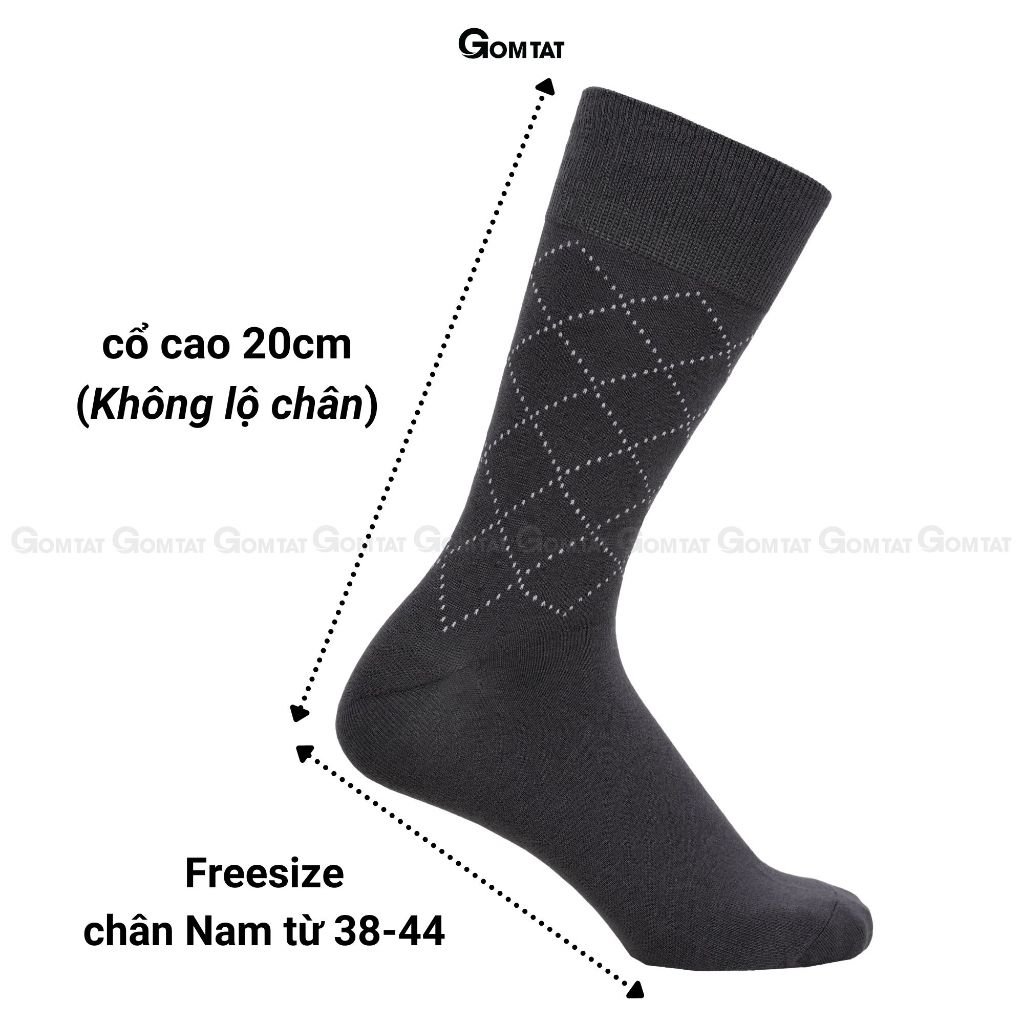 Hộp 5 đôi tất nam cao cổ đi giày tây GOMTAT tone màu xám, vớ nam công sở cổ cao chất liệu cotton cao cấp - GOM-MIX15-CB5
