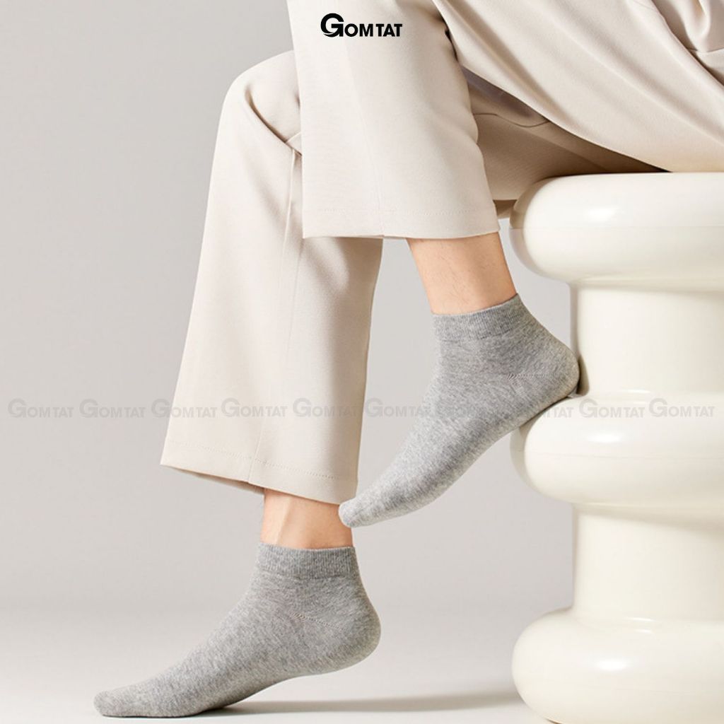 Set 10 đôi tất vớ nam nữ cổ ngắn nhiều màu GOMTAT, chất liệu cotton mềm mại thoáng mát - CB023-10DOI