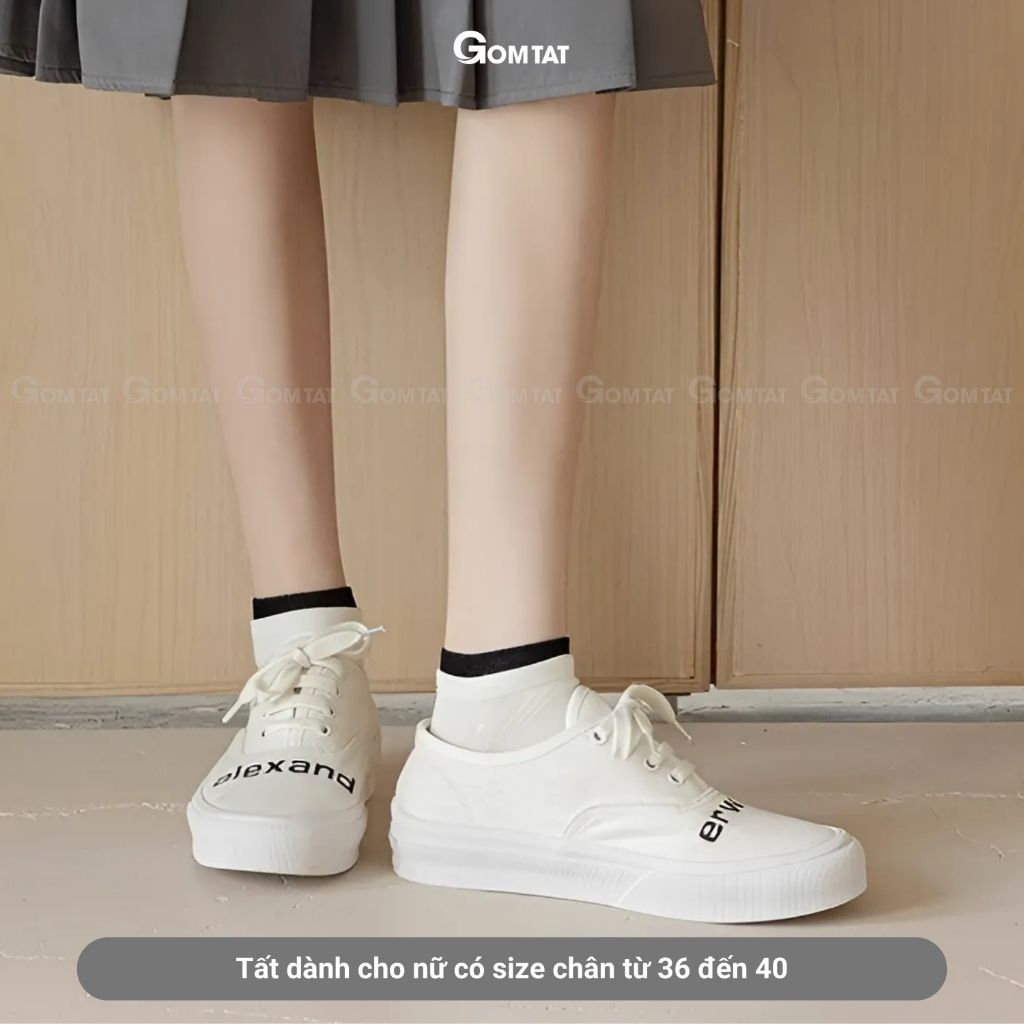 Combo 5 đôi tất chân nữ cổ ngắn chất liệu cotton cao cấp, vớ màu cho nữ mềm mại, êm chân hút ẩm thoáng khí -D16-A100-CB5