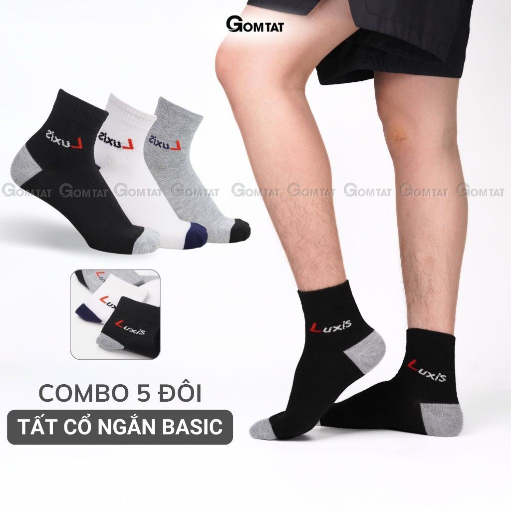 Combo 5 đôi vớ cổ cao nam nữ GOMTAT cao cấp, tất cổ cao nam nữ chất cotton mềm mịn hút ẩm thoáng khí - LUXIS-LD-S06-CB5