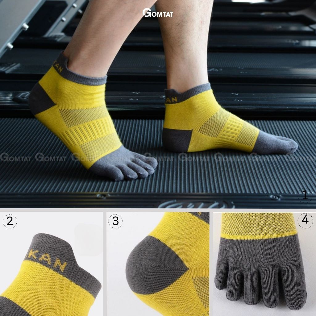 Combo 3 đôi tất thể thao xỏ ngón cổ ngắn GOMTAT, chất liệu cotton hút ẩm thoáng khí -XONGON-MAX-1201-CB3