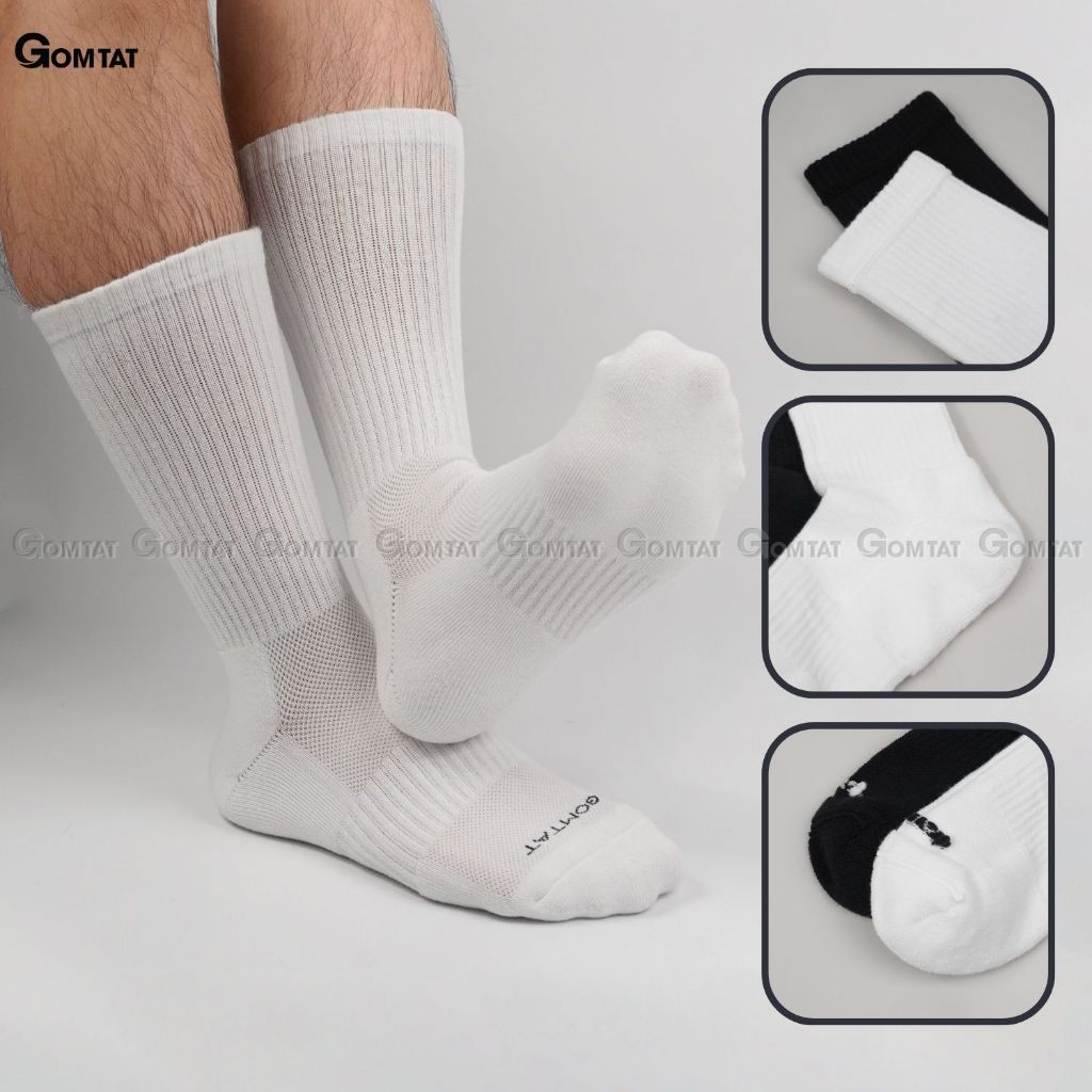 Combo 10 đôi tất nam nữ cao cổ GOMTAT, chất liệu cotton cao cấp, có đệm lót xù êm chân, giữ ấm - STA-5009-CAO-CB10