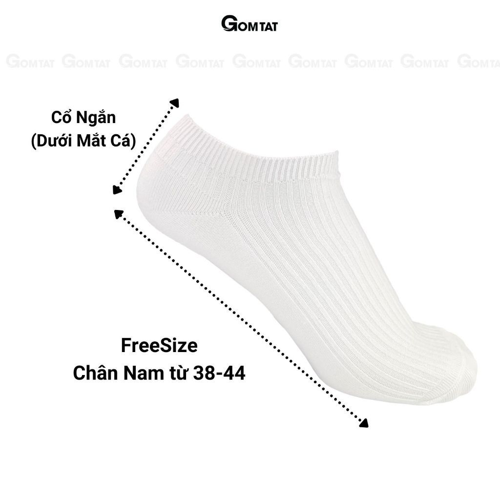 Combo 5 đôi tất cổ ngắn nam GOMTAT gân chìm, chất liệu cotton hút ẩm thoáng khí khử mùi -FIVE-TAY10-NGAN-CB5
