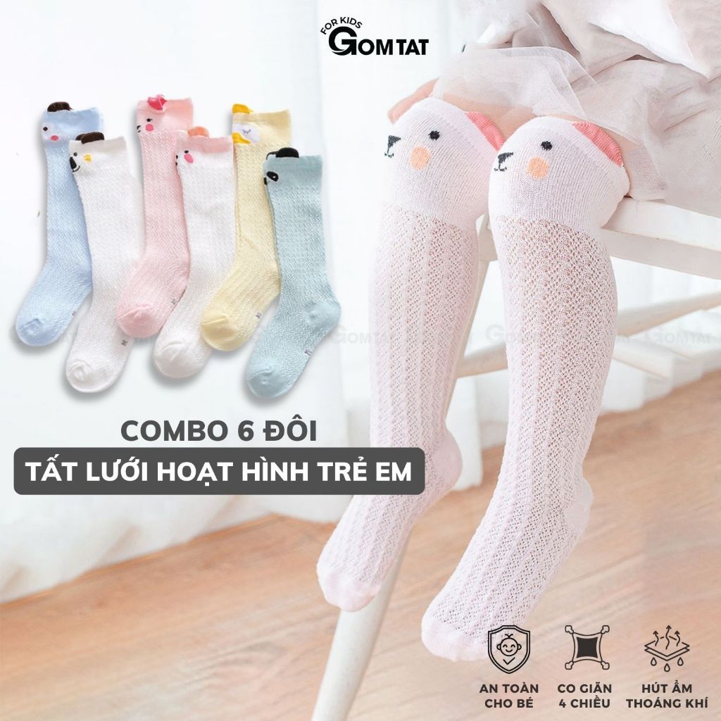 Combo 6 đôi tất lưới chống muỗi trẻ em GOMTAT vớ lưới thoáng khí hút ẩm an toàn - YIQ-W005-CB6