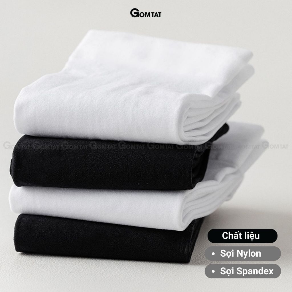 Combo 5 đôi tất lolita nữ GOMTAT cổ cao, dưới gối và qua gối trơn trắng đen, chất liệu thun lạnh mềm mịn - HOT-1805-CB5