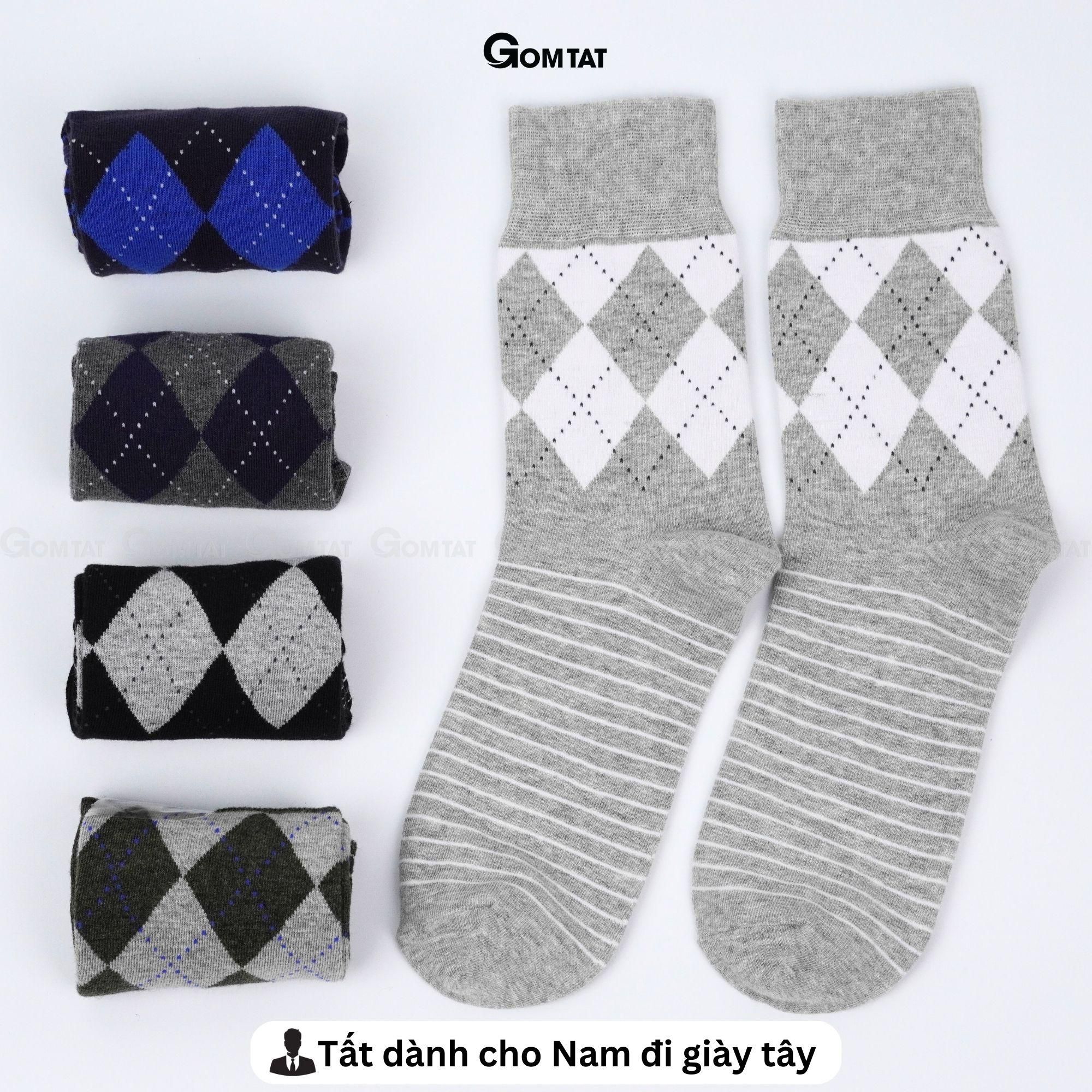 Tất đi giày tây nam cổ cao GOMTAT cao cấp mẫu MIX07, vớ nam công sở chất liệu cotton mềm mại, hút ẩm thoáng khí Menswear - GOM-MIX07-1DOI