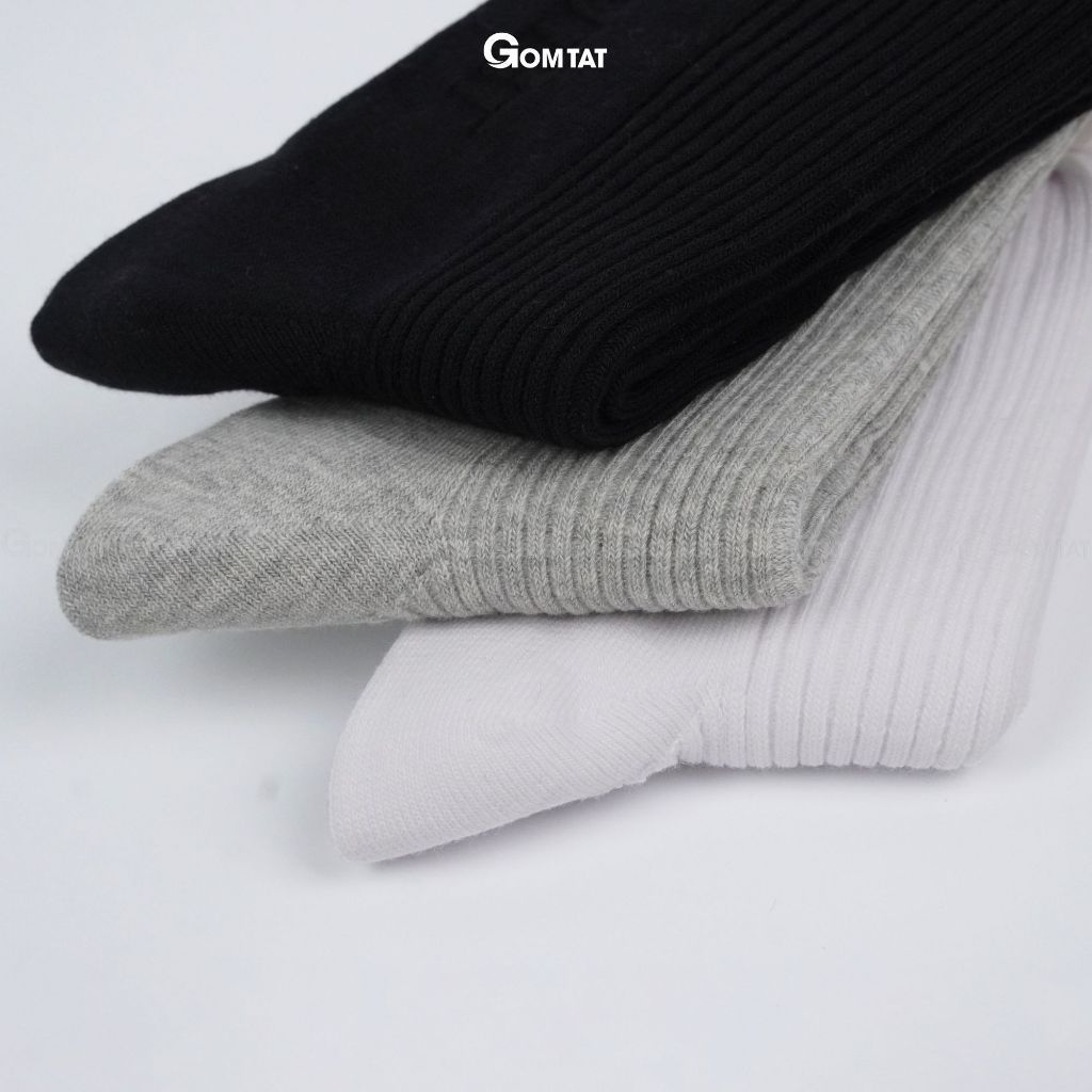 Combo 5 đôi tất nam cổ trung trơn màu GOMTAT mẫu gân chìm, chất liệu cotton thoáng khí, êm chân - FIVE-TAY10-LUNG-CB5